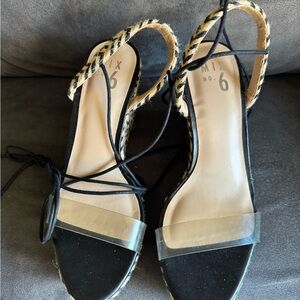 Mix No. 6 Black and Tan Clear Strap Sandals